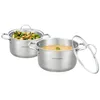 Image de Set de 2 marmites - Tous feux dont induction - ARTHUR MARTIN - AM0155 - Acier inoxydable - Ø 24-28 cm + couvercle en verre - Inox