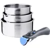Image de Lot de 3 casseroles inox manche amovible Arthur Martin AM3456