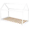 Image de WEBER PANDA Lit enfant cabane Montessori - Bois pin massif blanc - Sommier inclus - 90 x 190 cm
