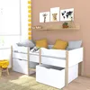 Image de Lit mi-hauteur ZEPHIR 90x190 + 2 grands tiroirs + sommier / Blanc & vernis naturel