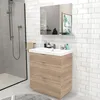 Image de Meuble sous-vasque 3 tiroirs MARBELLA 80 cm + vasque / Décor Chêne blanchi