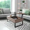 Image de Table basse plateau relevable FLOWER 110x55cm / Décor Chêne blanchi et métal noir