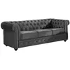 Image de Canapé 3 places CHESTERFIELD - Velours anthracite - Classique - Intemporel - Moelleux