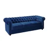 Image de Canapé 3 places CHESTERFIELD - Velours bleu roi - Style classique intemporel - Confort moelleux