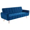 Image de Canapé 3 places convertible clic-clac en velours POLANI - Bleu roi