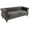 Image de Canapé chesterfield 3 places en velours TRUMBO - Gris