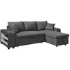 Image de Canapé dangle convertible et réversible avec rangements et poufs en tissu anthracite SELIM
