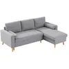 Image de Canapé dangle convertible et réversible en tissu gris clair avec coffre de rangement KORI