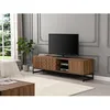 Image de Meuble TV avec 3 portes et 2 niches - MDF - Naturel et noir - CARATANA