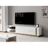 Image de Meuble TV MURARI - 2 portes et 2 niches - Avec LEDs - Blanc brillant et chêne