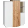 Image de Buffet haut FRANCOLI - 3 portes et 2 niches - Blanc et chêne