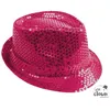 Image de Chapeau tissu sequins borsalino rose - PTIT CLOWN - Accessoire de déguisement - Adulte
