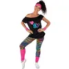 Image de Déguisement femme années 80 - PTIT CLOWN - Set avec t-shirt legging bandeau et guêtres multicolores
