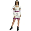 Image de Déguisement - PTIT CLOWN - Déguisement Futuriste Femme - Argent - Polyester - Robe manchettes ceinture