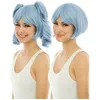 Image de Perruque manga avec couettes détachables luxe bleu pastel