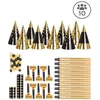 Image de Kit cotillons - PTIT CLOWN - Noir et doré - 10 personnes - Chapeaux festifs - Serpentins et sarbacanes