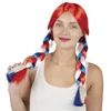 Image de Perruque - PTIT CLOWN - Rouge - Tresses Tricolores - Adulte - Garantie 2 ans