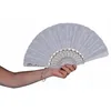 Image de Éventail - 20 - Tissu et Plastique - Blanc - 45 cm Ouvert - Objet Décoratif