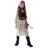 Image de Déguisement Corsaire - PTIT CLOWN - Costume Fillette Corsaire - Robe dentelle beige - Gilet simili cuir noir - Ceintures et foulard