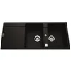 Image de EWI Evier cuisine à encastrer 2 bacs + 1 égouttoir Tamaris - Granit - 116 x 50 cm - Noir