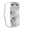 Image de Biplite 2 prises 6A + 16A avec 2 chargeurs USB blanc