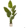 Image de Bananier Artificielle Lora H140 cm avec Pot Blanc