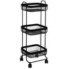 Image de 5five - desserte carrée à roulettes 3 niveaux mayaj métal noir