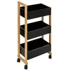 Image de Desserte 3 niveaux à roulettes Naturéo acacia noir - 5 five simply smart