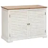 Image de Buffet 2 portes Olbia en métal & acacia 110x45cm blanc - Atmosphera Créateur dintérieur