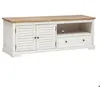 Image de Meuble TV Olbia en métal & acacia 140x40cm blanc - Atmosphera Créateur dintérieur