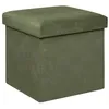 Image de Pouf pliant Lilou en velours 38x38cm vert kaki - Atmosphera Créateur dintérieur