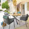 Image de Table de jardin Oriengo acacia & graphite 4 places en aluminium traité époxy - Hespéride