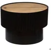 Image de Table basse Enola en placage frêne D55cm noir - Atmosphera Créateur dintérieur
