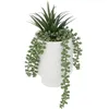 Image de Plante artificielle en pot en ciment H25cm blanc - Atmosphera createur dinterieur