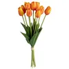 Image de Bouquet 10 tulipes artificielles James orange H48cm - Atmosphera createur dinterieur