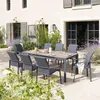 Image de Table de jardin extensible Évasion effet bois honey & graphite 8 places lates en aluminium - Hespéride