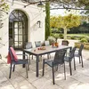 Image de Table de jardin Évasion effet bois honey graphite 8 places lates en aluminium - Hespéride - Gris graphite