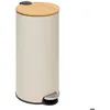 Image de 5Five - Poubelle cuisine 30 litres - Beige - Modern Color - Couvercle en bambou - Seau amovible et Poignée arrière