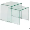 Image de Lot de 2 tables gigognes Lenia transparent 51x47x30cm - Atmosphera createur dinterieur
