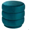 Image de Pouf SINAN en velours bleu canard D.40cm - Atmosphera Créateur dintérieur
