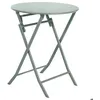 Image de Table de jardin pliante ronde Greensboro vert olive 2 places en acier traité époxy - Hespéride