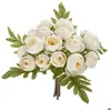 Image de Bouquet de 18 mini camélias artificiels blanc H30cm - Atmosphera createur dinterieur