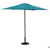Image de Parasol droit rond Soya bleu canard D27m en acier - Hespéride