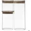 Image de 3 bocaux verre empilables Hermet couvercle bois - 5 five simply smart
