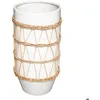 Image de Vase Design en Céramique Rotin 25cm Blanc