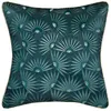Image de Housse de coussin imprimée Feel - velours - bleu canard et doré - 40x40 cm - Bleu canard - Atmosphera createur dinterieur