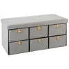 Image de Pouf pliant double Suède gris 6 tiroirs - Atmosphera Créateur dintérieur