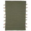Image de Tapis Tula en coton avec pompon en jute 60x90cm - Atmosphera createur dinterieur - Vert