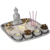 Image de Jardin zen avec 4 bougies Aditya 23x23cm ciment - Atmosphera createur dinterieur