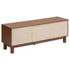 Image de Atmosphera - Meuble TV 2 portes et 1 tiroir design en relief JILANI - Marron et beige